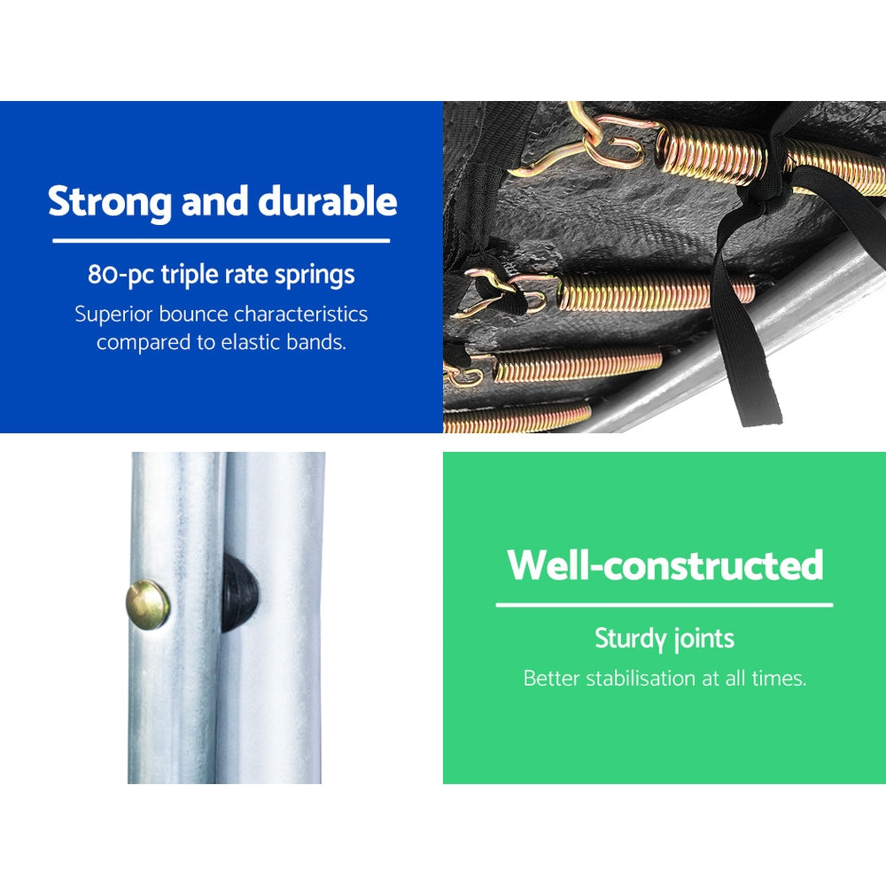 Everfit Trampoline for Kids 14ft Rebounder with Ladder Basketball Hoop Orange