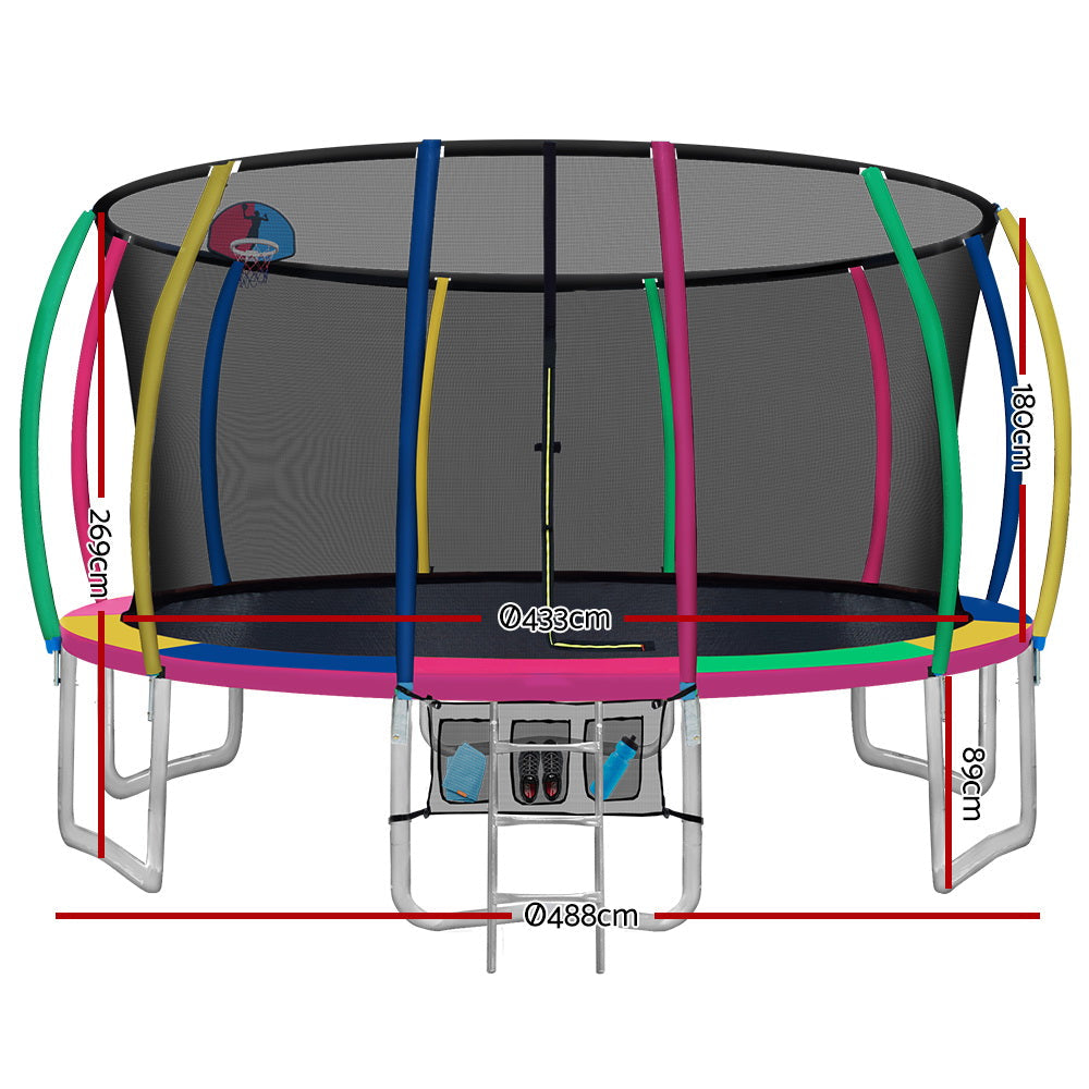 Everfit Trampoline for Kids 16FT with Ladder Enclosure Safety Net Rebounder Colors