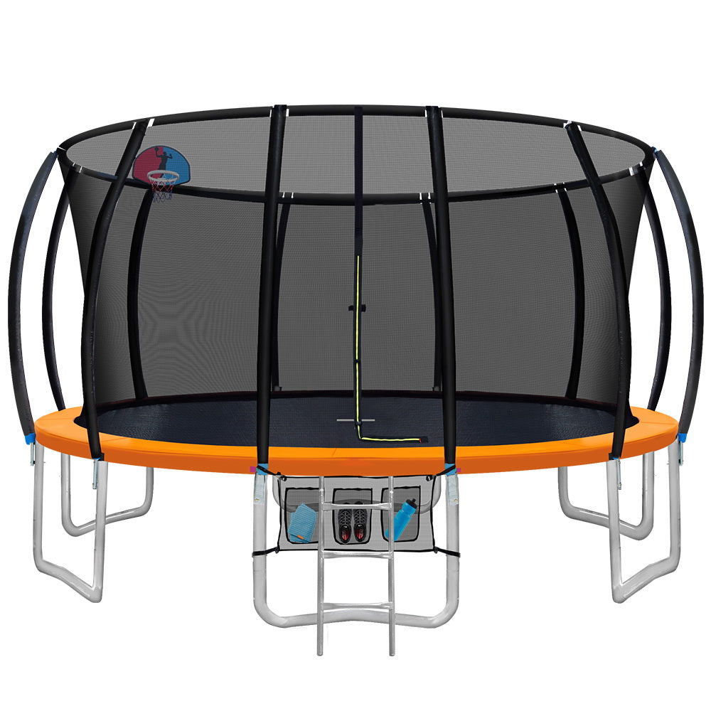 Everfit Trampoline for Kids 16FT with Ladder Enclosure Safety Net Rebounder Orange