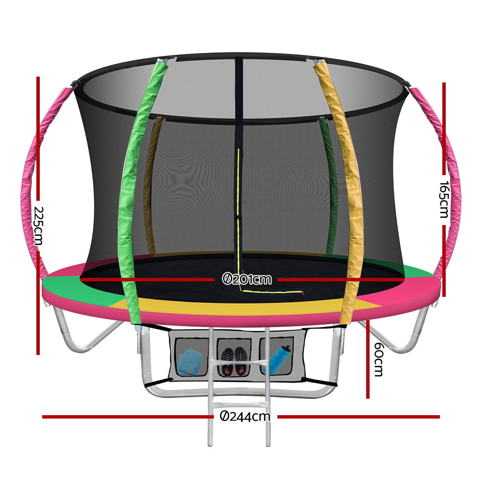 Everfit Trampoline for Kids 8FT with Ladder Enclosure Safety Net Rebounder Colors