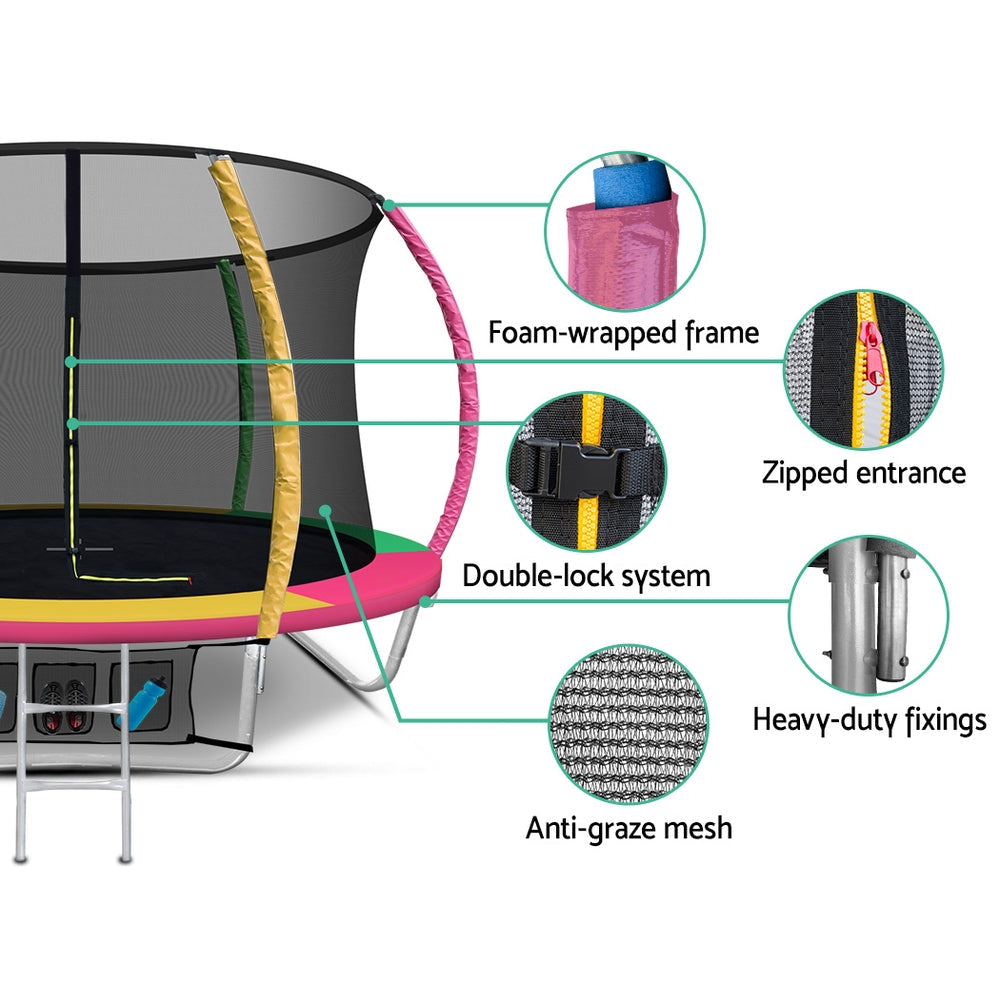 Everfit Trampoline for Kids 8FT with Ladder Enclosure Safety Net Rebounder Colors