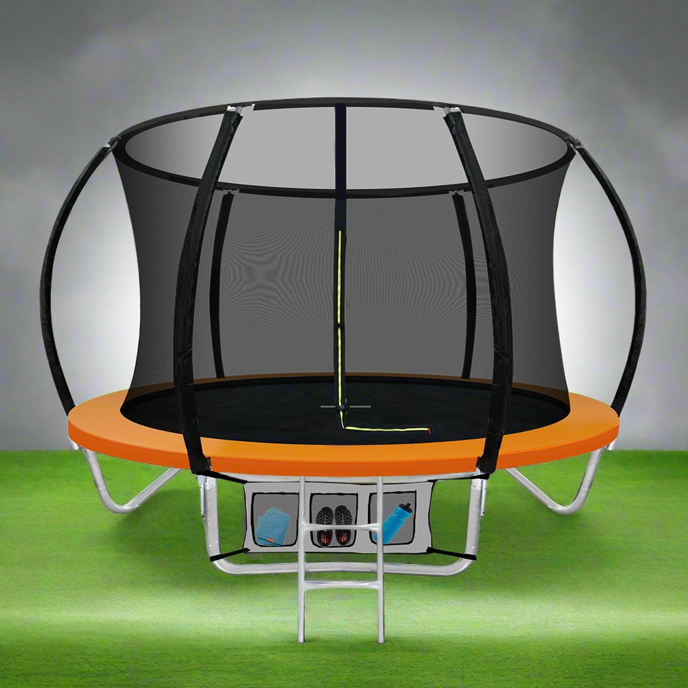 Everfit Trampoline for Kids 8FT with Ladder Enclosure Safety Net Rebounder Orange