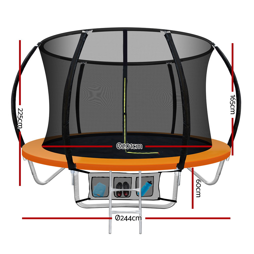 Everfit Trampoline for Kids 8FT with Ladder Enclosure Safety Net Rebounder Orange