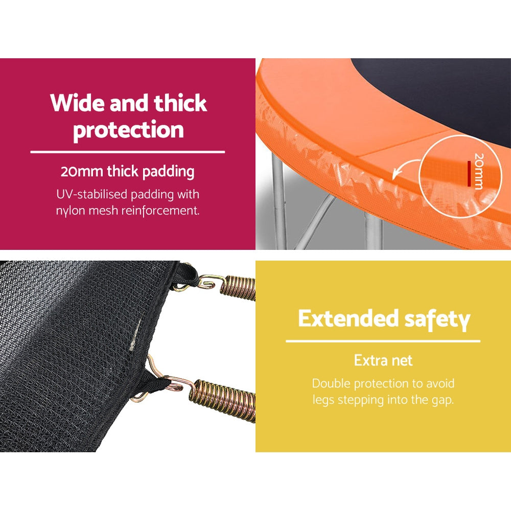 Everfit Trampoline for Kids 8FT with Ladder Enclosure Safety Net Rebounder Orange