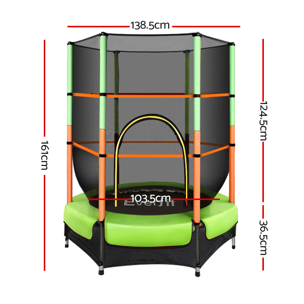 Everfit Trampoline for Kids 4.5FT with Enclosure Safety Net Rebounder Gift Green