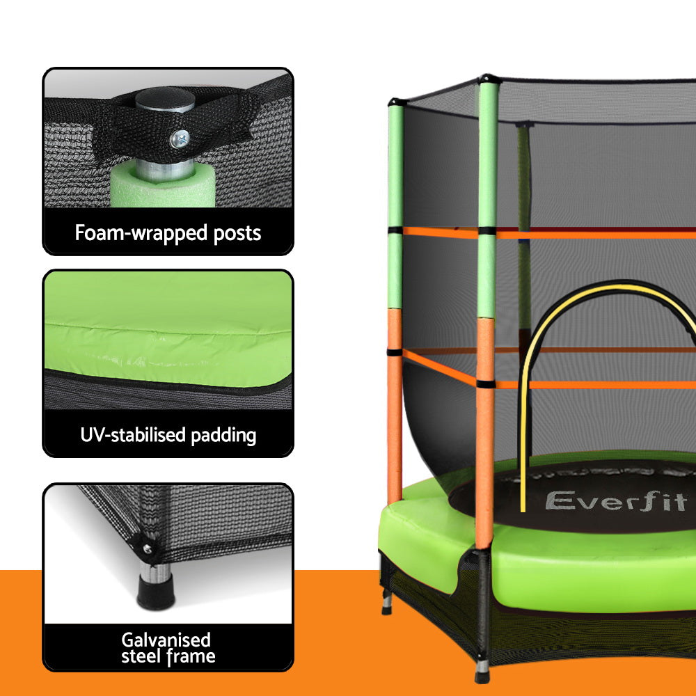 Everfit Trampoline for Kids 4.5FT with Enclosure Safety Net Rebounder Gift Green