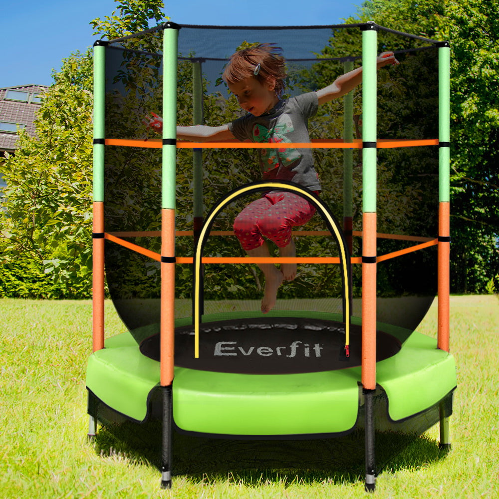 Everfit Trampoline for Kids 4.5FT with Enclosure Safety Net Rebounder Gift Green