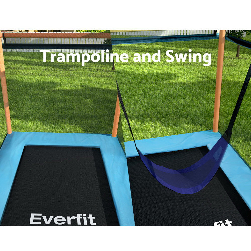 Everfit Trampoline for Kids 6FT Rectangle with Swing Enclosure Safety Net Orange
