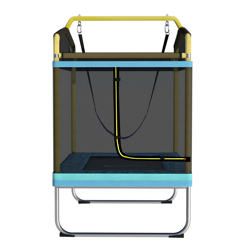 Everfit Trampoline for Kids 6FT with Enclosure Safety Net Swing Rectangle Yellow