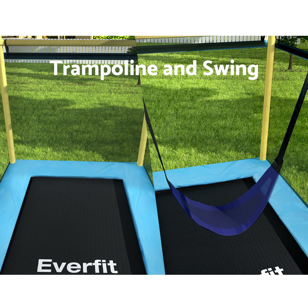 Everfit Trampoline for Kids 6FT with Enclosure Safety Net Swing Rectangle Yellow