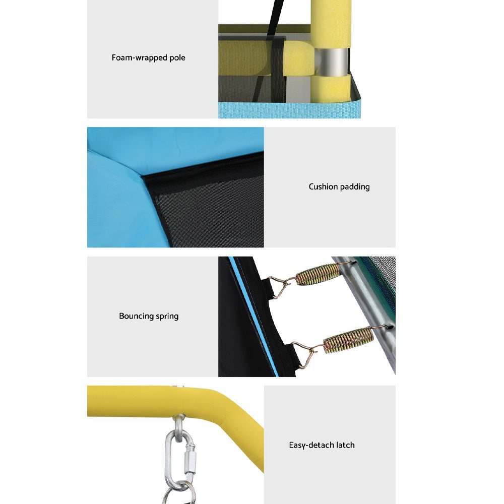 Everfit Trampoline for Kids 6FT with Enclosure Safety Net Swing Rectangle Yellow