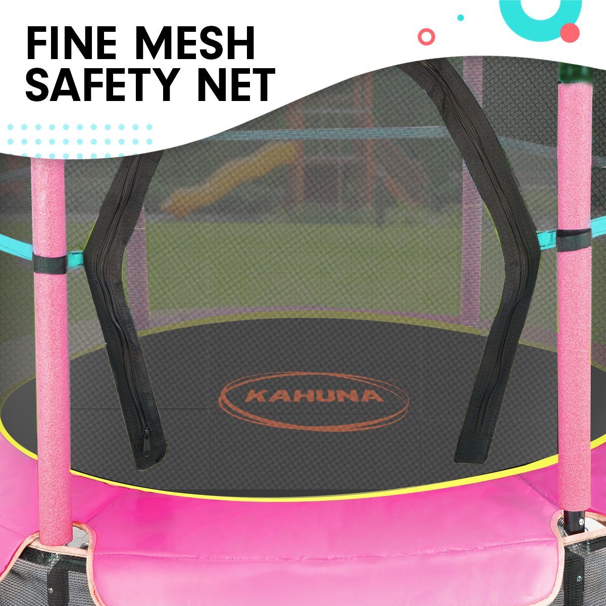 Kahuna Trampoline 4.5FT Round Free Safety Net Spring Pad Cover Mat Outdoor Green Pink