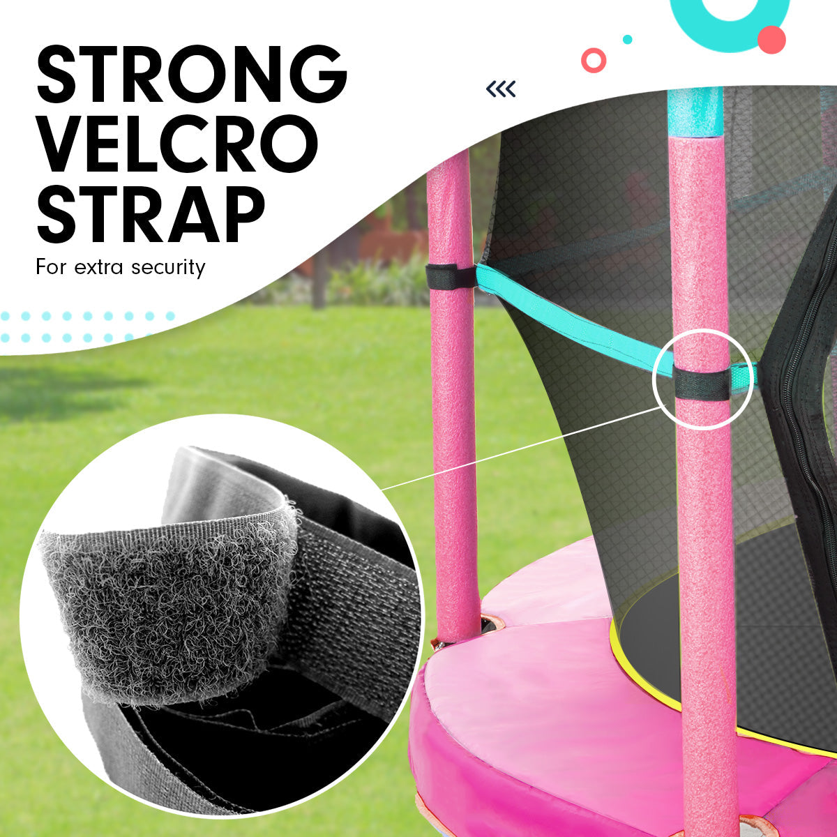 Kahuna Trampoline 4.5FT Round Free Safety Net Spring Pad Cover Mat Outdoor Green Pink