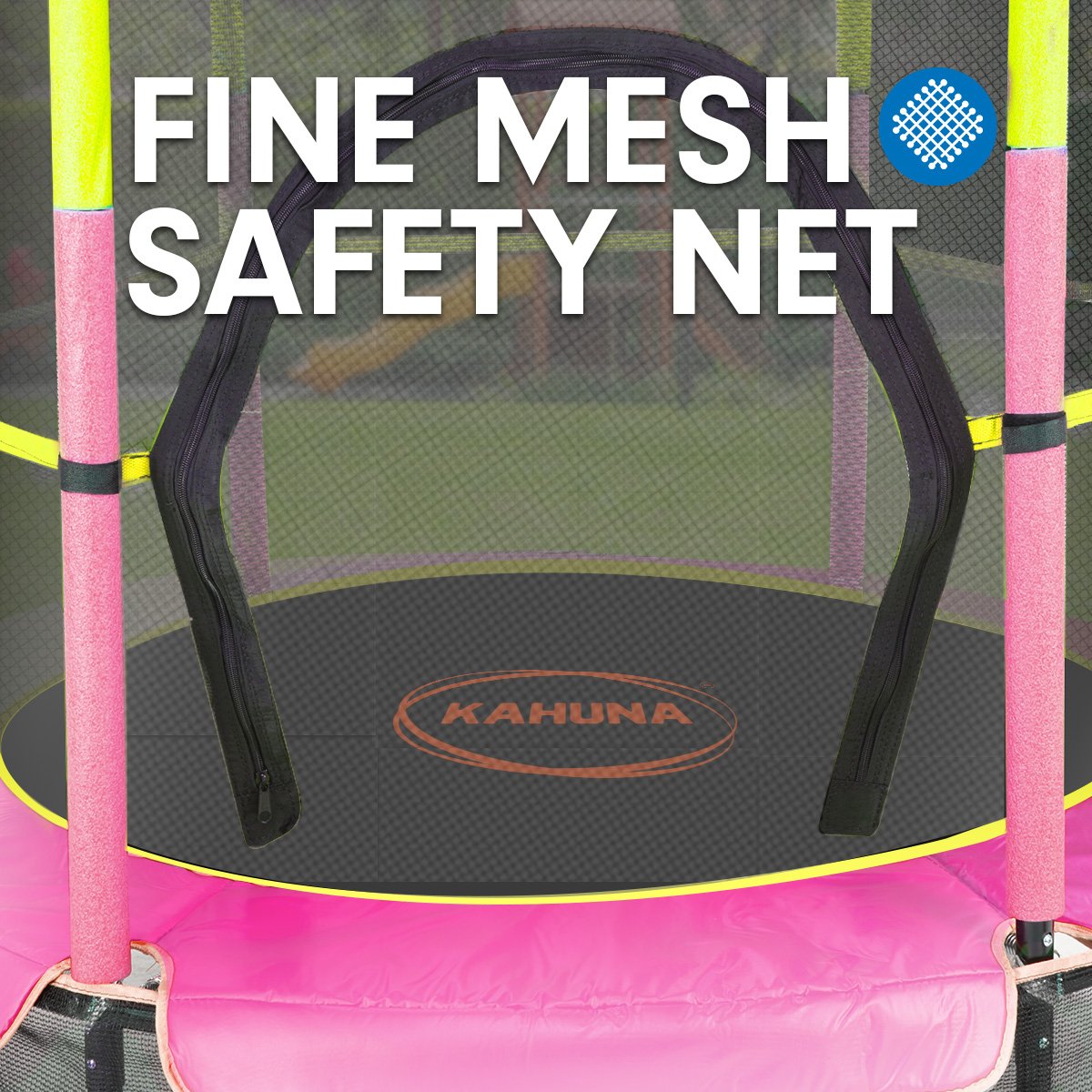 Kahuna Trampoline 4.5FT Round Free Safety Net Spring Pad Cover Mat Yellow Pink