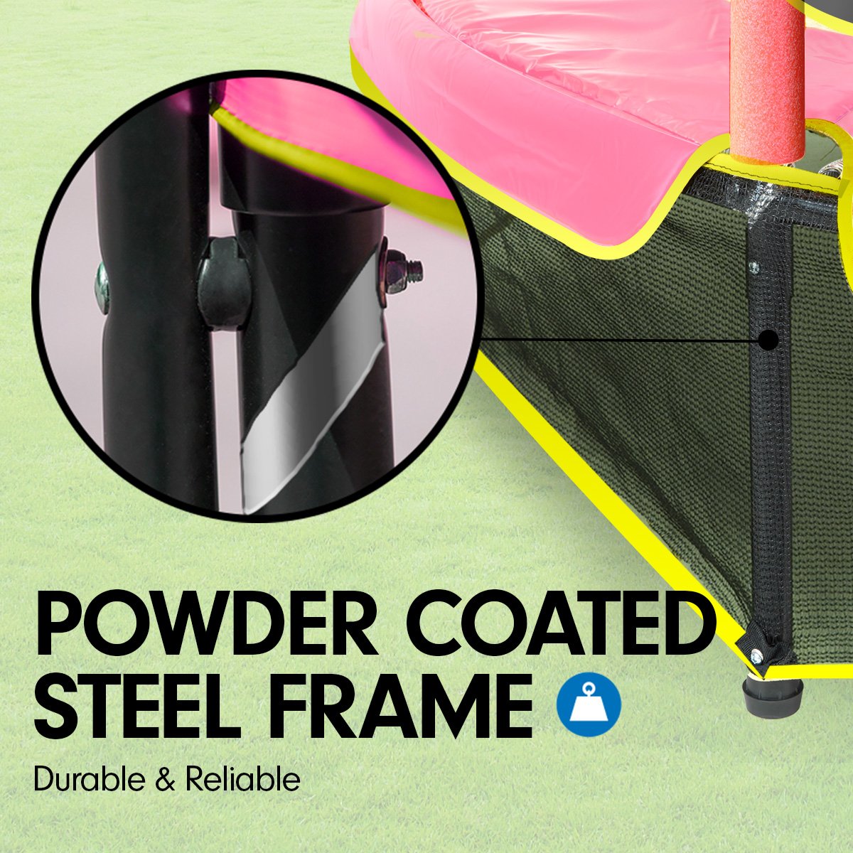 Kahuna Trampoline 4.5FT Round Free Safety Net Spring Pad Cover Mat Yellow Pink