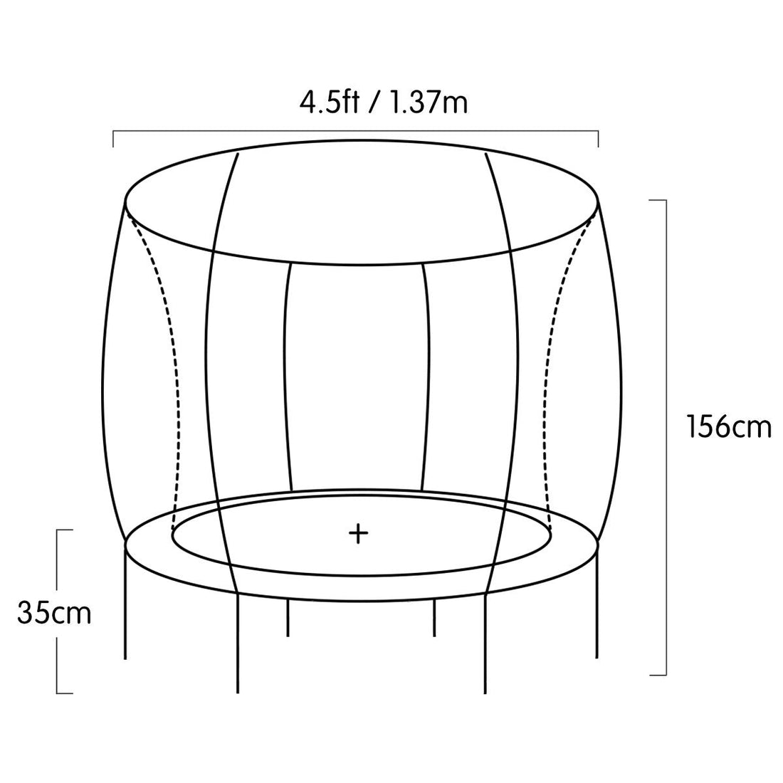 Kahuna Trampoline 4.5FT Round Free Safety Net Spring Pad Cover Mat Yellow Pink