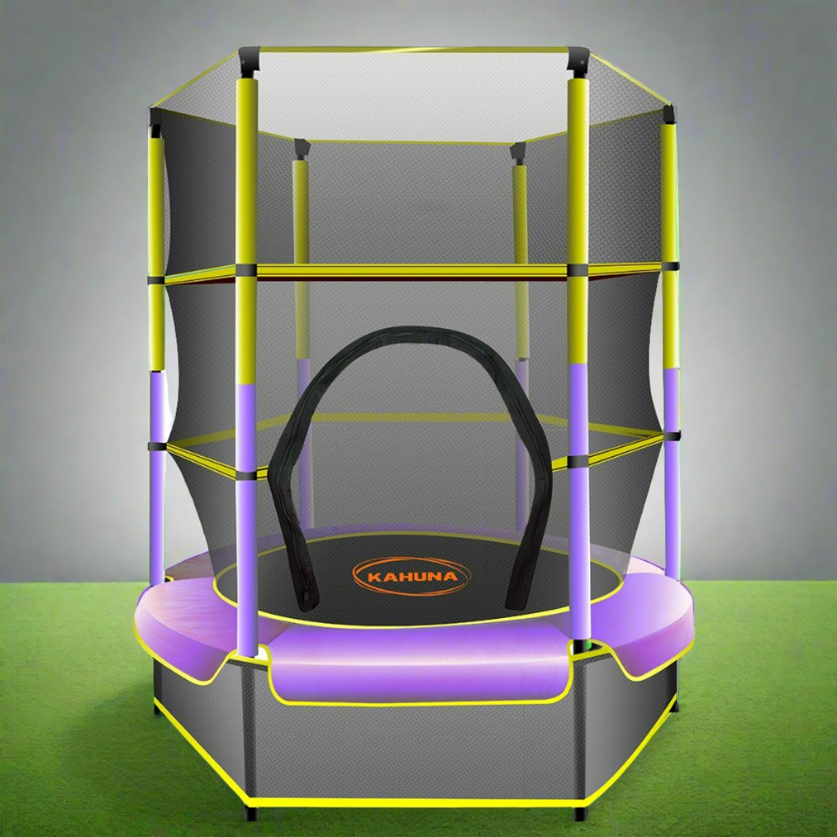 Kahuna Trampoline 4.5FT Round Free Safety Net Spring Pad Cover Mat Outdoor Yellow Purple