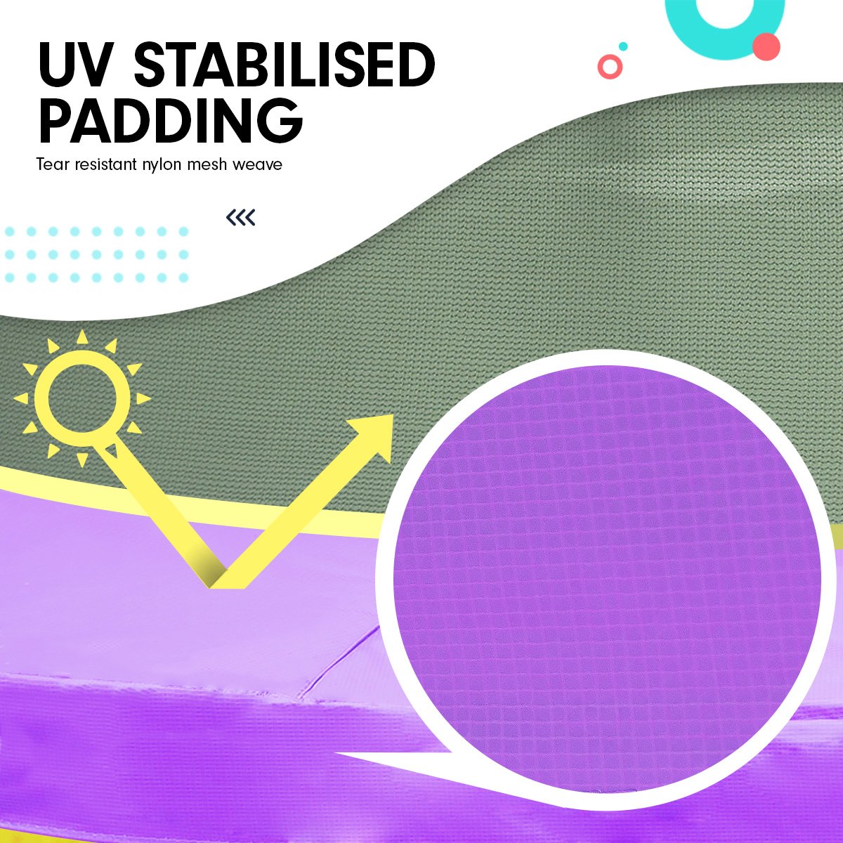 Kahuna Trampoline 4.5FT Round Free Safety Net Spring Pad Cover Mat Outdoor Yellow Purple
