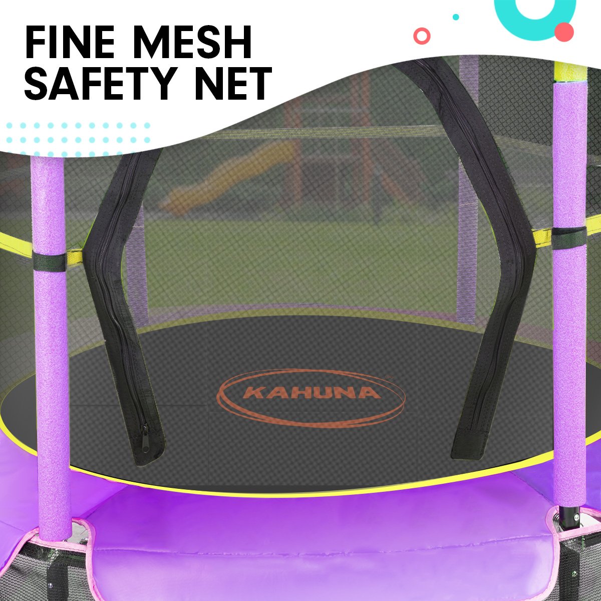 Kahuna Trampoline 4.5FT Round Free Safety Net Spring Pad Cover Mat Outdoor Yellow Purple