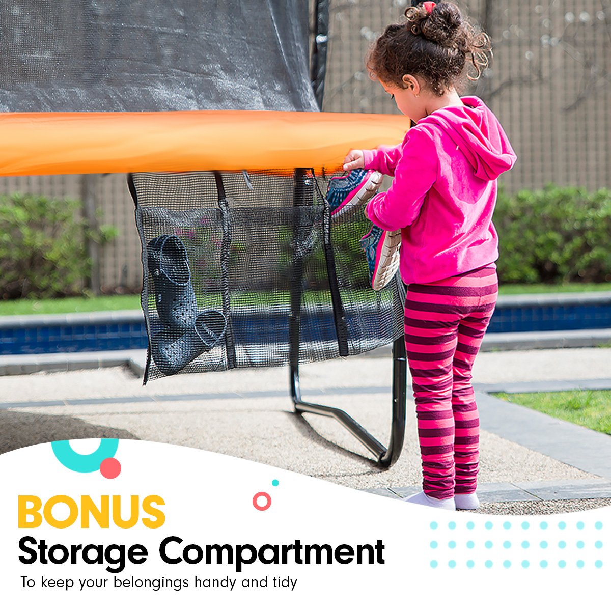 Kahuna Trampoline for Kids 8FT Outdoor Orange and Children Suited for Fitness Exercise Gymnastics with Safety Enclosure Basketball Hoop Set