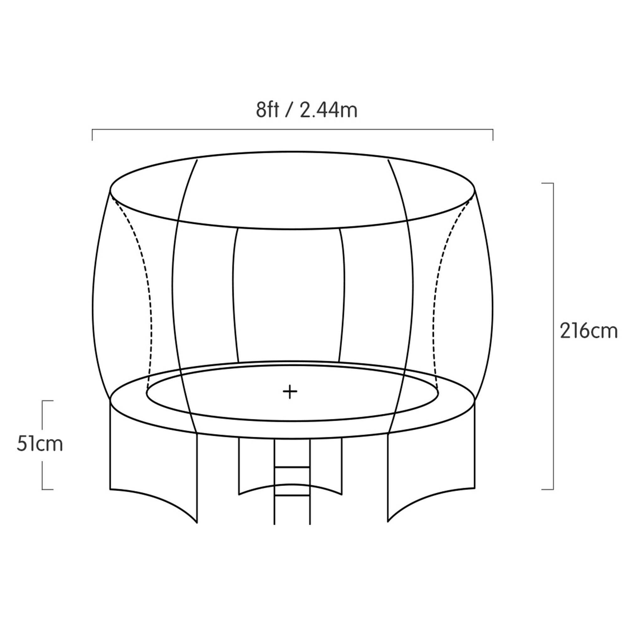 Kahuna Trampoline for Kids 8FT Outdoor Children with Safety Enclosure Mat Pad Net Ladder Basketball Hoop Set - Purple