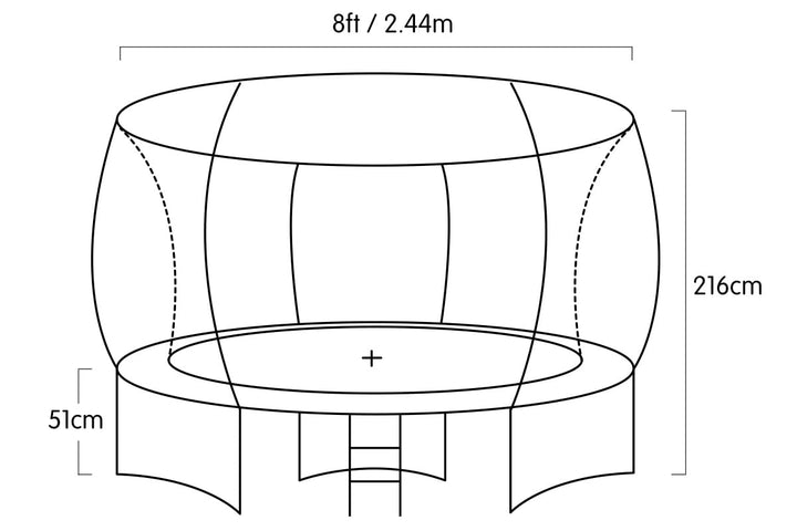 Kahuna Trampoline for Kids 8FT Outdoor Rainbow and Children Suited for Fitness Exercise Gymnastics with Safety Enclosure