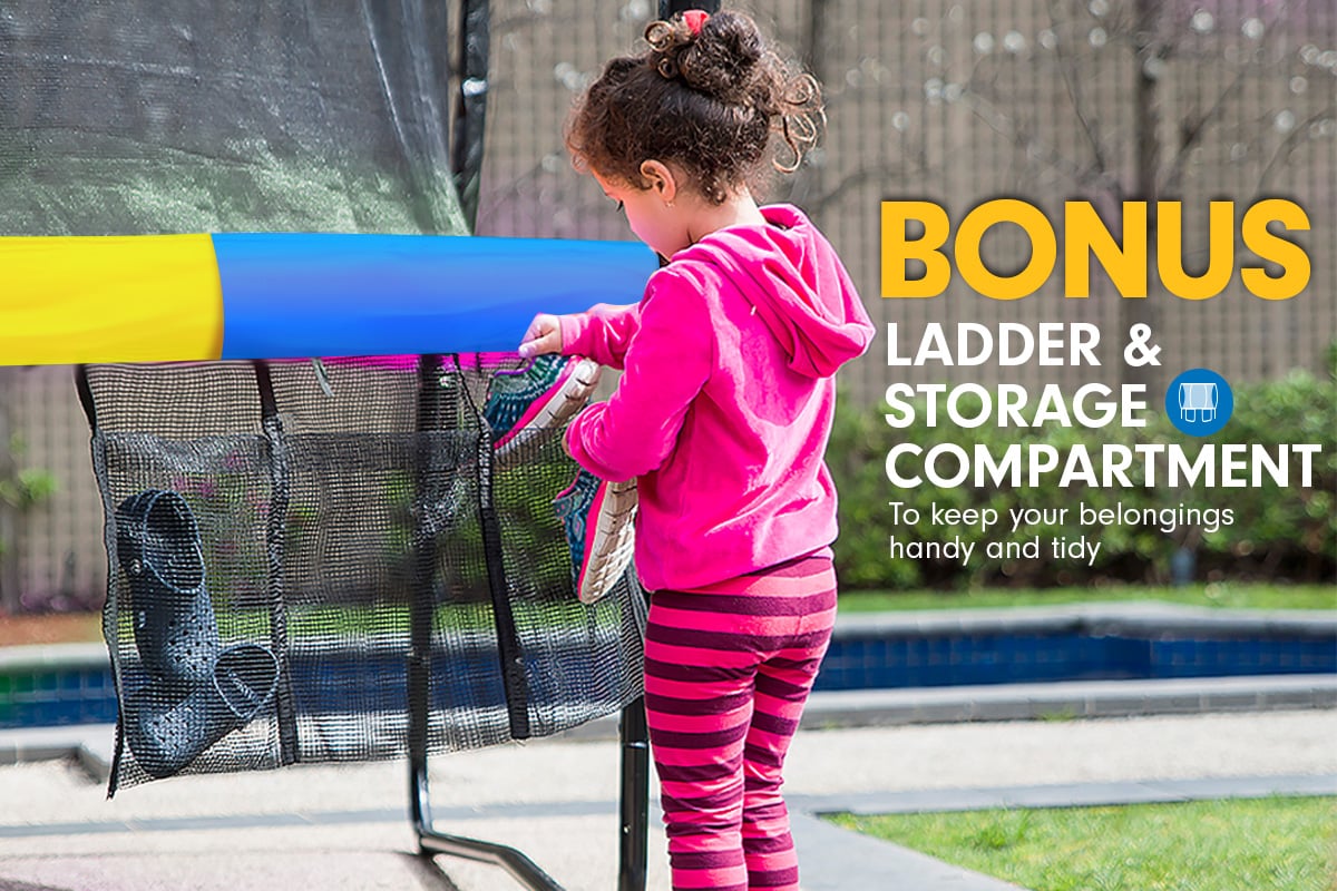 Kahuna Trampoline for Kids 10FT Outdoor Children with Safety Enclosure Pad Mat Ladder - Rainbow