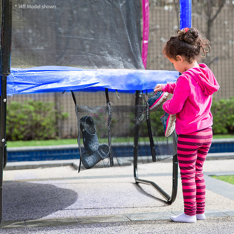Kahuna Trampoline for Kids 12FT Outdoor Children with Safety Enclosure Pad Mat Ladder Basketball Hoop Set - Rainbow