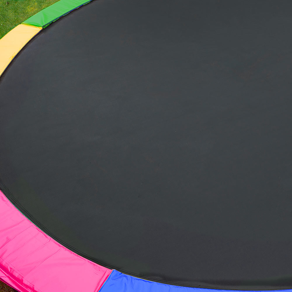 Kahuna Trampoline for Kids 12FT Outdoor Children with Safety Enclosure Pad Mat Ladder Basketball Hoop Set - Rainbow