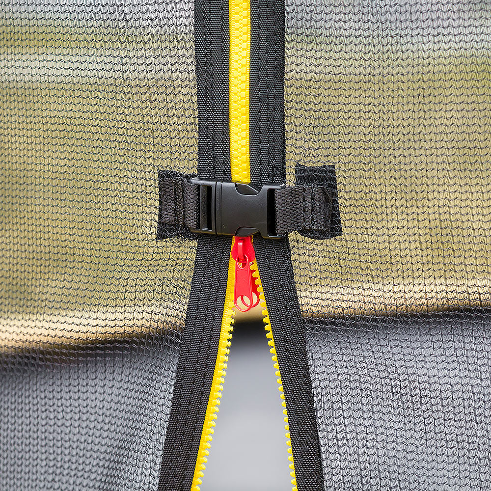 Kahuna Trampoline for Kids 12FT Outdoor Children with Safety Enclosure Pad Mat Ladder Basketball Hoop Set - Rainbow