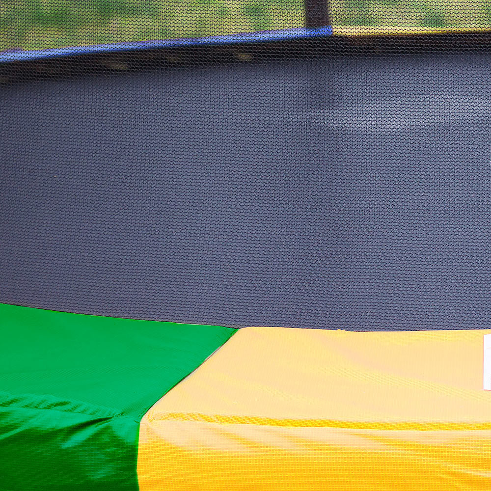 Kahuna Trampoline for Kids 12FT Outdoor Children with Safety Enclosure Pad Mat Ladder Basketball Hoop Set - Rainbow