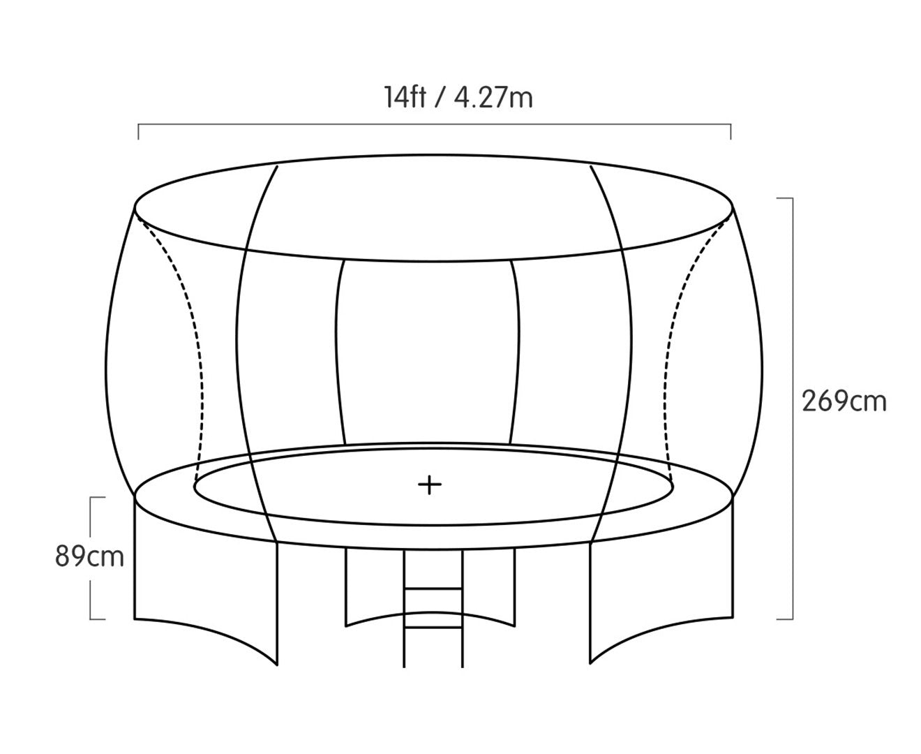 Kahuna Trampoline for Kids 14FT Outdoor Children with Safety Enclosure Pad Mat Ladder Basketball Hoop Set - Blue