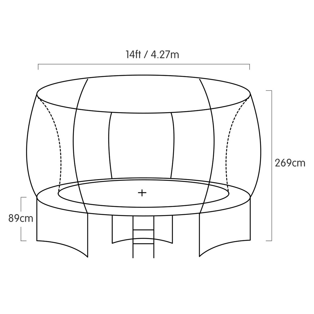 Kahuna Trampoline for Kids 14FT Outdoor Children with Safety Enclosure Pad Mat Ladder Basketball Hoop Set - Purple