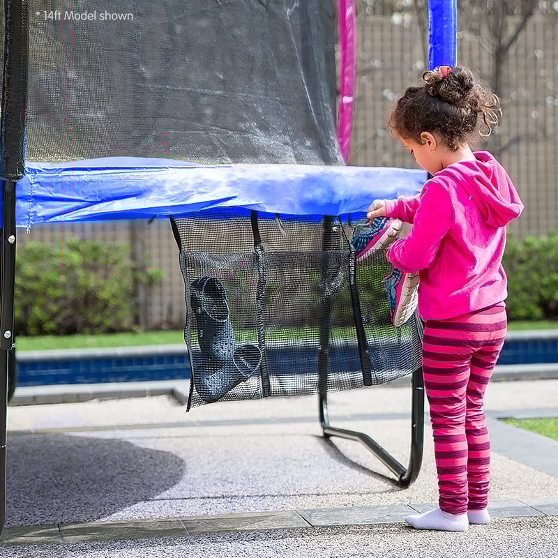 Kahuna Trampoline for Kids 14FT Outdoor Children with Safety Enclosure Pad Mat Ladder Basketball Hoop Set - Rainbow