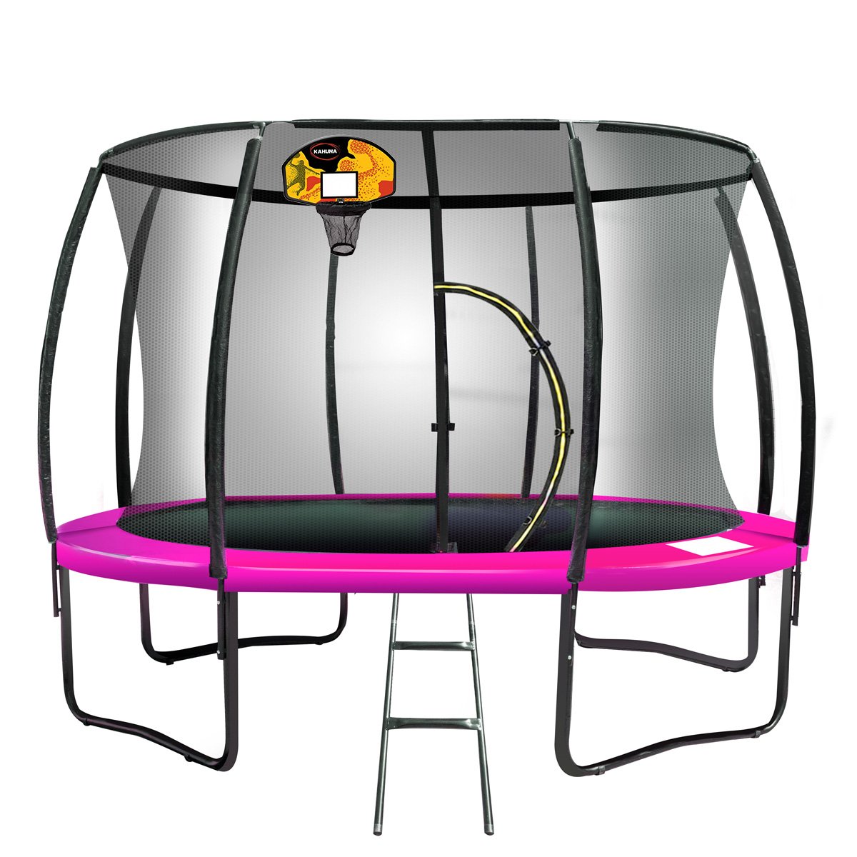 Kahuna Trampoline for Kids 16FT Outdoor Children with Safety Enclosure Pad Mat Ladder Basketball Hoop Set - Pink