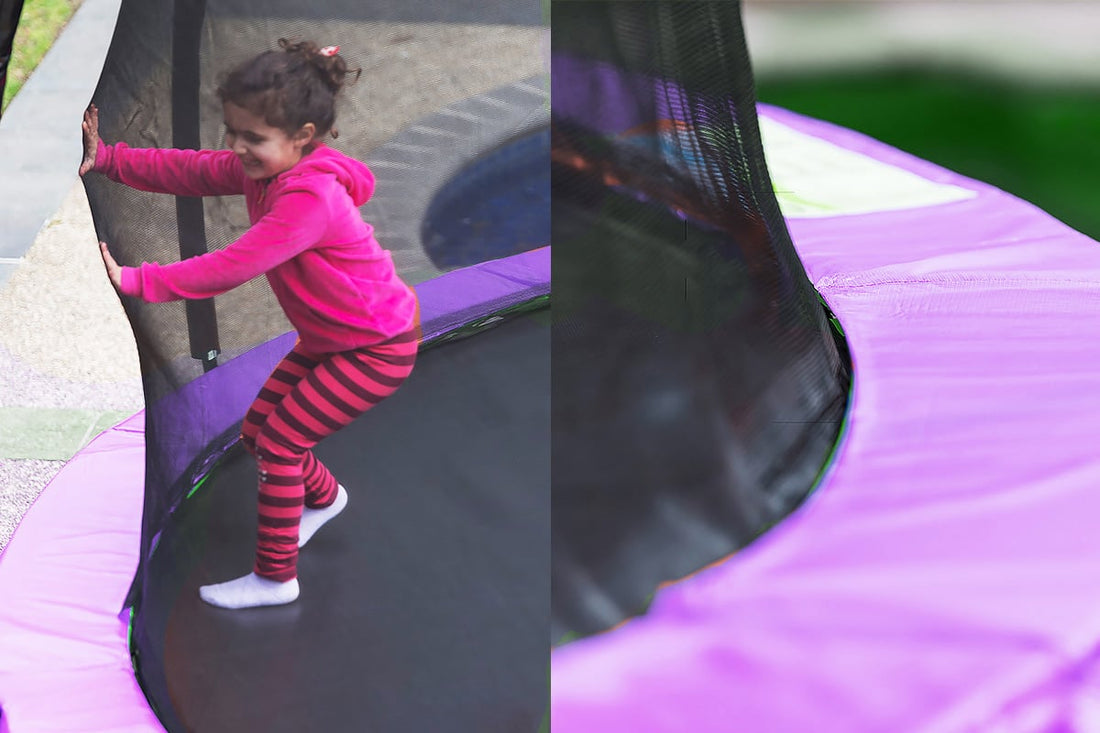Kahuna Trampoline for Kids 16FT Outdoor Children with Safety Enclosure Pad Mat Ladder Basketball Hoop Set - Purple