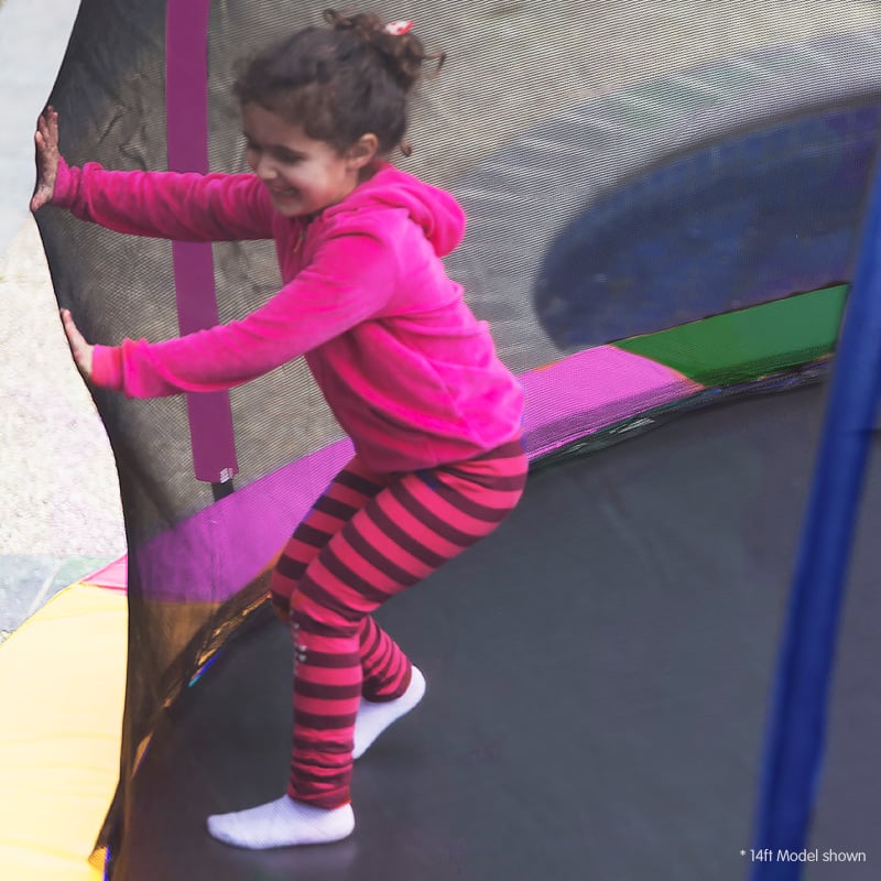 Kahuna Trampoline for Kids 16FT Outdoor Children with Safety Enclosure Pad Mat Ladder Basketball Hoop Set - Rainbow