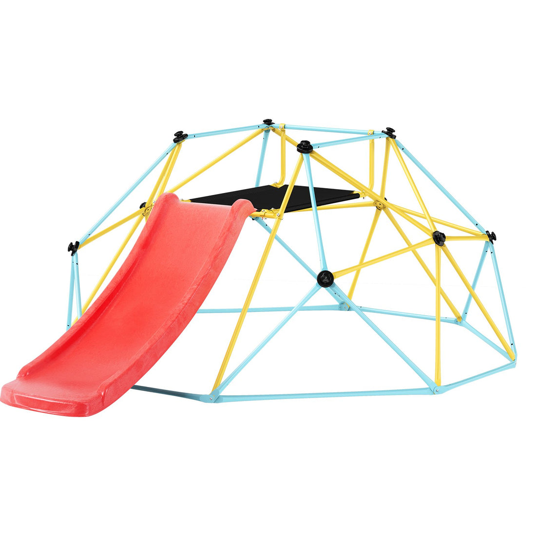 VEVOR Climbing Dome, 8FT Geometric Dome Climber with Slide, for Kids 3 to 9 Years Old, Jungle Gym Supports 600LBS and Easy Assembly, with Climbing Grip, Outdoor and Indoor Play Equipment for Kids