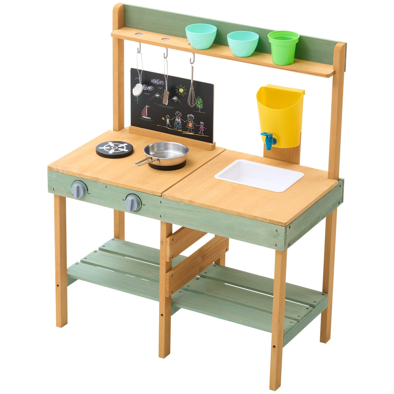 VEVOR Wooden Mud Kitchen Outdoor Toy Play Kitchen Set for Kids Pretend Playset