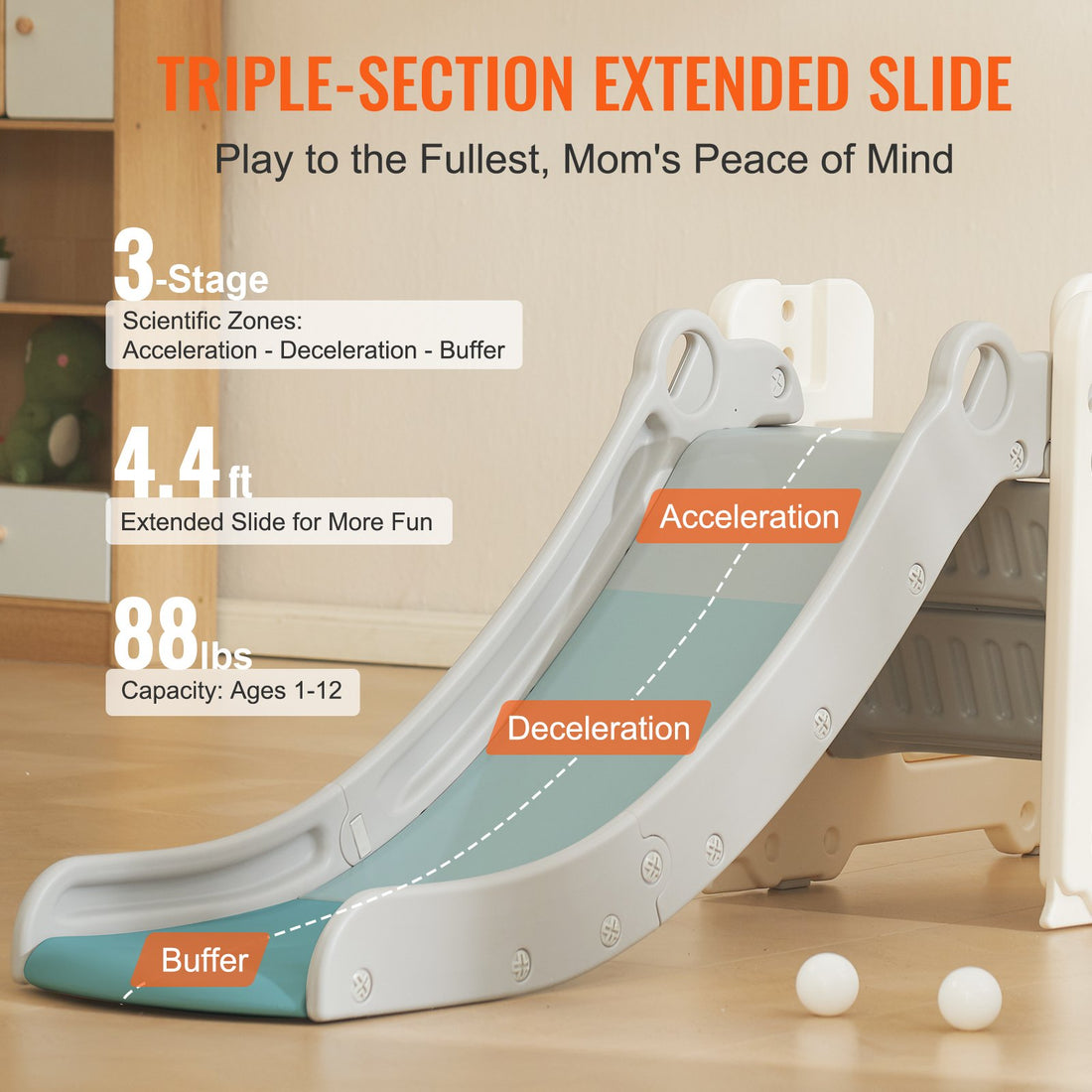 VEVOR Toddler Slide, Kid Slide for Toddlers Age 1-12 with Climbable Ladders & Bus Playhouse, Indoor Outdoor Slide Playset for Kids Within 50kg, Toddler Playground w/ Raised Handrail, Anti-Slip Strip